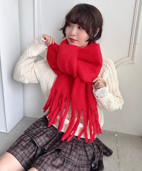 セール】ふわふわボリューム太フリンジマフラー（マフラー）｜Loueme