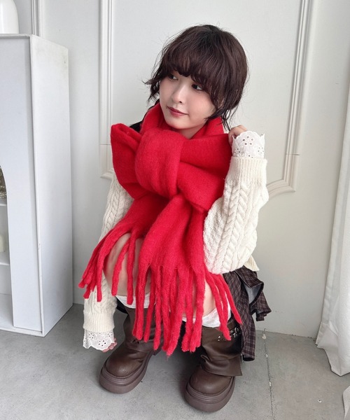 Max Mara ピンク ファー マフラー フリンジ付き Max Mara - 美品 マックスマーラ Max Mara マフラー ラビットファー