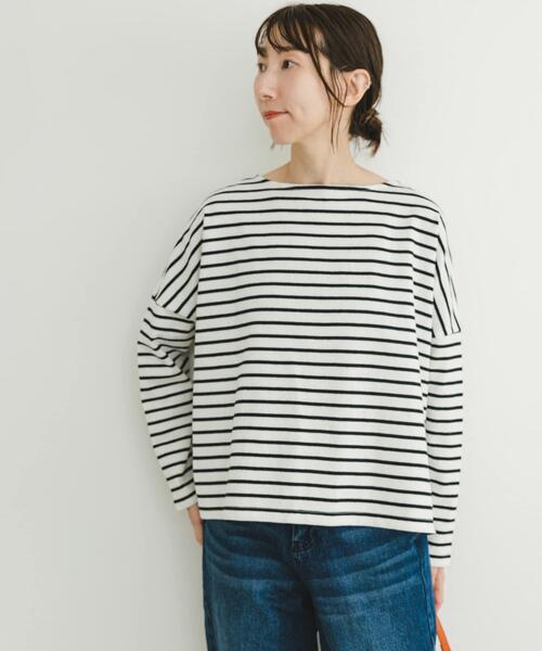 ITEMS URBANRESEARCH（アイテムズ アーバンリサーチ）の「バスクボーダーロングスリーブTシャツ（Tシャツ/カットソー・レディース・グレー系その他/ブルー系その他/ホワイト系その他/ブラウン系その他・FREE）」の2枚目の写真