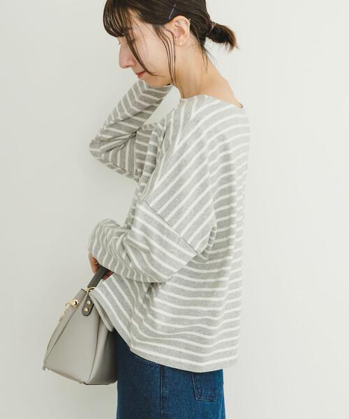 ITEMS URBANRESEARCH（アイテムズ アーバンリサーチ）の「バスクボーダーロングスリーブTシャツ（Tシャツ/カットソー・レディース・グレー系その他/ブルー系その他/ホワイト系その他/ブラウン系その他・FREE）」の3枚目の写真