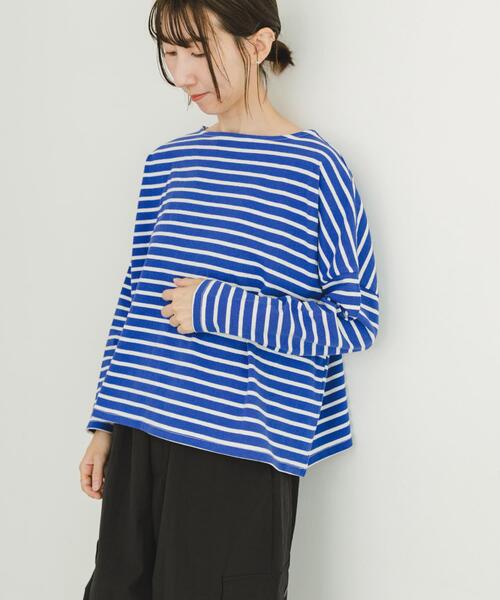 ITEMS URBANRESEARCH（アイテムズ アーバンリサーチ）の「バスクボーダーロングスリーブTシャツ（Tシャツ/カットソー・レディース・グレー系その他/ブルー系その他/ホワイト系その他/ブラウン系その他・FREE）」の6枚目の写真