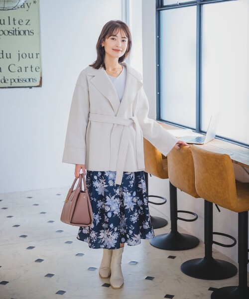 ITS'DEMO（イッツデモ）の「◆裏リブミディ丈着流しコート（チェスターコート・レディース・グレー/アイボリー/ブラウン系・00）」の4枚目の写真