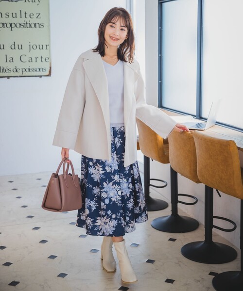 ITS'DEMO（イッツデモ）の「◆裏リブミディ丈着流しコート（チェスターコート・レディース・グレー/アイボリー/ブラウン系・00）」の5枚目の写真