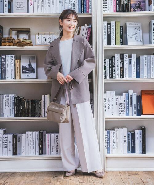 ITS'DEMO（イッツデモ）の「◆裏リブミディ丈着流しコート（チェスターコート・レディース・グレー/アイボリー/ブラウン系・00）」の8枚目の写真