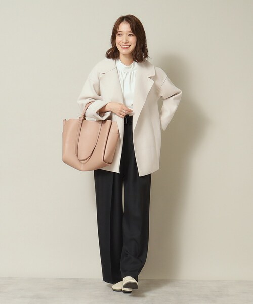 ITS'DEMO（イッツデモ）の「◆裏リブミディ丈着流しコート（チェスターコート・レディース・グレー/アイボリー/ブラウン系・00）」の11枚目の写真