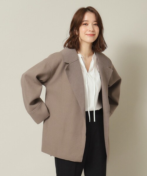 ITS'DEMO（イッツデモ）の「◆裏リブミディ丈着流しコート（チェスターコート・レディース・グレー/アイボリー/ブラウン系・00）」の15枚目の写真