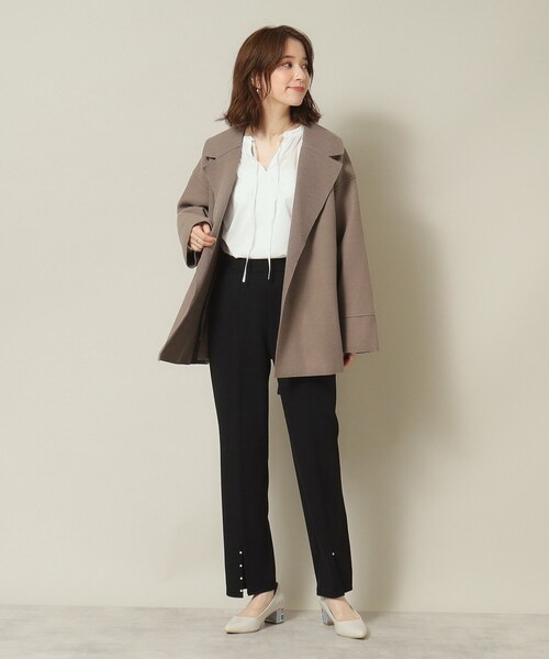 ITS'DEMO（イッツデモ）の「◆裏リブミディ丈着流しコート（チェスターコート・レディース・グレー/アイボリー/ブラウン系・00）」の16枚目の写真