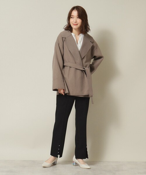 ITS'DEMO（イッツデモ）の「◆裏リブミディ丈着流しコート（チェスターコート・レディース・グレー/アイボリー/ブラウン系・00）」の17枚目の写真