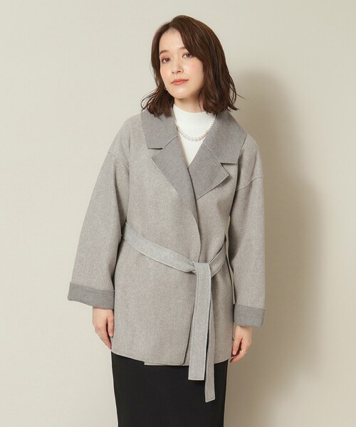 ITS'DEMO（イッツデモ）の「◆裏リブミディ丈着流しコート（チェスターコート・レディース・グレー/アイボリー/ブラウン系・00）」の20枚目の写真