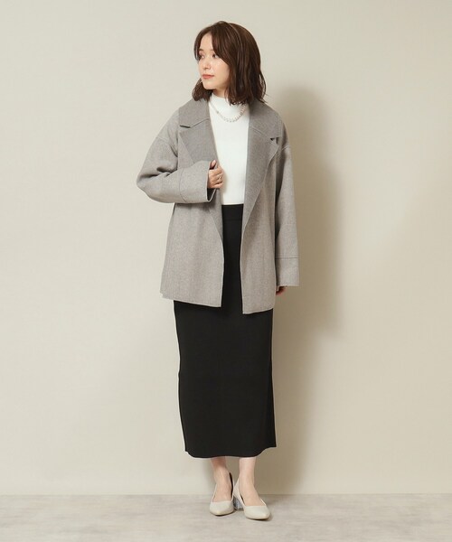 ITS'DEMO（イッツデモ）の「◆裏リブミディ丈着流しコート（チェスターコート・レディース・グレー/アイボリー/ブラウン系・00）」の21枚目の写真