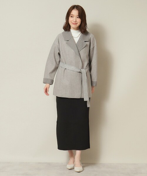 ITS'DEMO（イッツデモ）の「◆裏リブミディ丈着流しコート（チェスターコート・レディース・グレー/アイボリー/ブラウン系・00）」の22枚目の写真