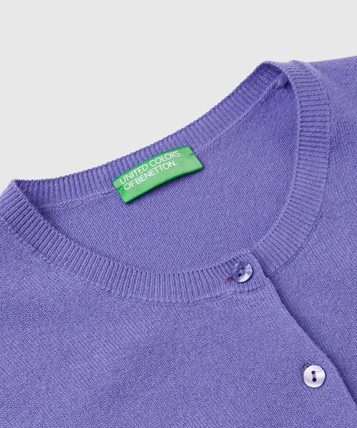 BENETTON (UNITED COLORS OF BENETTON)（ベネトンユナイテッドカラーズオブベネトン）の「ヴァージンウール100％ラウンドネックニットカーディガン（カーディガン/ボレロ・レディース・ターコイズブルー/ダークグリーン/ブルー/ダークブルー/パープル/フューシャピンク・LARGE/MEDIUM/SMALL/X-SMALL）」の20枚目の写真