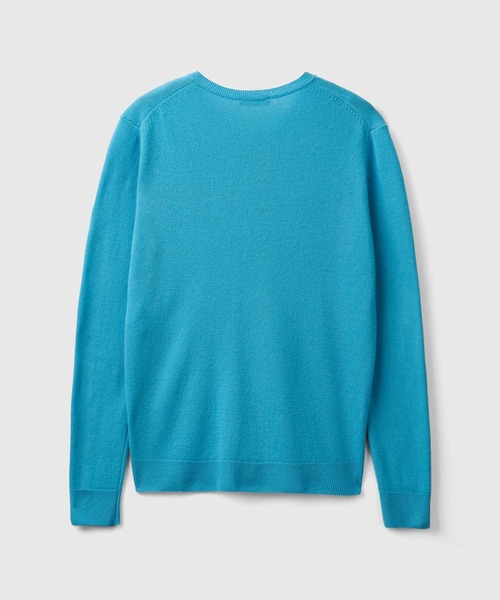 BENETTON (UNITED COLORS OF BENETTON)（ベネトンユナイテッドカラーズオブベネトン）の「ヴァージンウール100％ラウンドネックニットカーディガン（カーディガン/ボレロ・レディース・ターコイズブルー/ダークグリーン/ブルー/ダークブルー/パープル/フューシャピンク・LARGE/MEDIUM/SMALL/X-SMALL）」の13枚目の写真