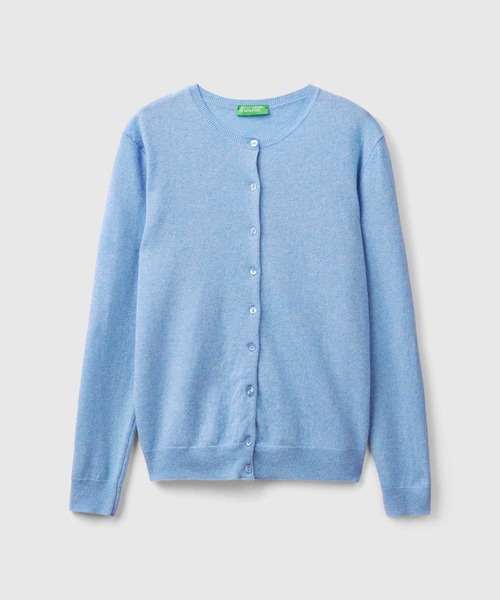 BENETTON (UNITED COLORS OF BENETTON)（ベネトンユナイテッドカラーズオブベネトン）の「ヴァージンウール100％ラウンドネックニットカーディガン（カーディガン/ボレロ・レディース・ターコイズブルー/ダークグリーン/ブルー/ダークブルー/パープル/フューシャピンク・LARGE/MEDIUM/SMALL/X-SMALL）」の9枚目の写真