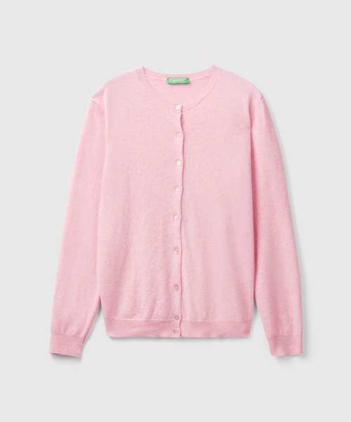 BENETTON (UNITED COLORS OF BENETTON)（ベネトンユナイテッドカラーズオブベネトン）の「ヴァージンウール100％ラウンドネックニットカーディガン（カーディガン/ボレロ・レディース・ターコイズブルー/ダークグリーン/ブルー/ダークブルー/パープル/フューシャピンク・LARGE/MEDIUM/SMALL/X-SMALL）」の21枚目の写真