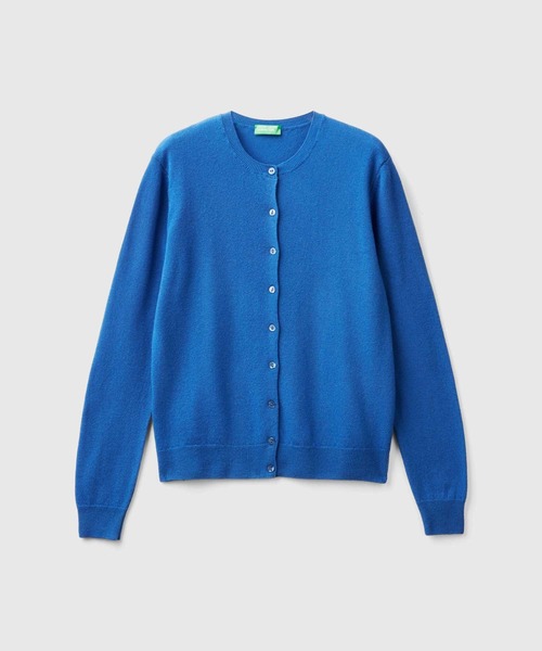 BENETTON (UNITED COLORS OF BENETTON)（ベネトンユナイテッドカラーズオブベネトン）の「ヴァージンウール100％ラウンドネックニットカーディガン（カーディガン/ボレロ・レディース・ターコイズブルー/ダークグリーン/ブルー/ダークブルー/パープル/フューシャピンク・LARGE/MEDIUM/SMALL/X-SMALL）」の15枚目の写真