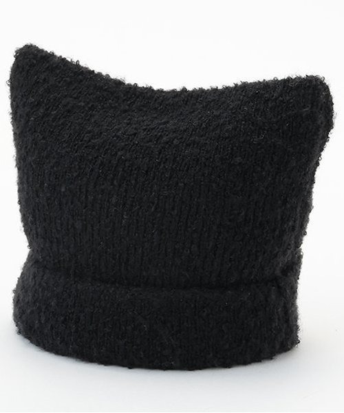 X-girl Stages（エックスガールステージス）の「猫耳ニットキャップ（キャップ・キッズ・ブラック/アイボリー・FREE）」の4枚目の写真