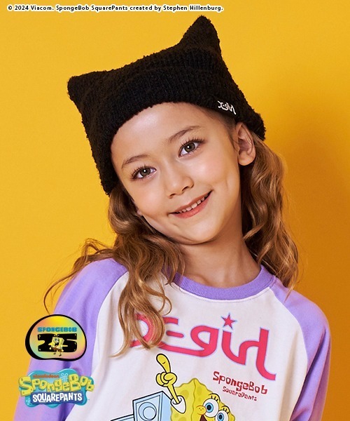 X-girl Stages（エックスガールステージス）の「猫耳ニットキャップ（キャップ・キッズ・ブラック/アイボリー・FREE）」の9枚目の写真