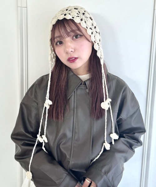 セール】フラワークロシェ編みニットキャップ（ニットキャップ