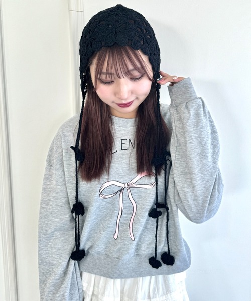セール】フラワークロシェ編みニットキャップ（ニットキャップ