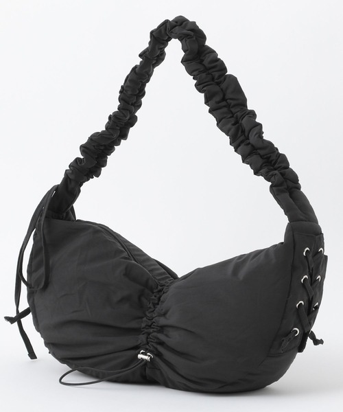 tiny tiny（ティニーティニー）の「サイド編み上げショルダーバッグ[tiny tiny(ティニーティニー)]（ショルダーバッグ・レディース・シルバー/ブラック/カーキ・FREE）」の3枚目の写真