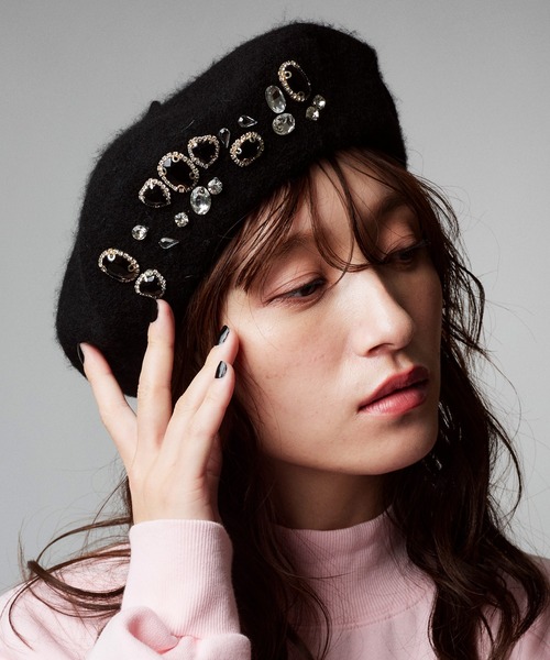 Narcissus（ナルシス）の「【Narcissus】ビジューベレー帽（ハンチング/ベレー帽・レディース・ブラック/グレー・FREE）」の2枚目の写真