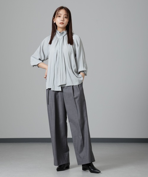 【セール】シャーリングネックボウタイブラウス（シャツ/ブラウス）｜nano･universe（ナノユニバース）