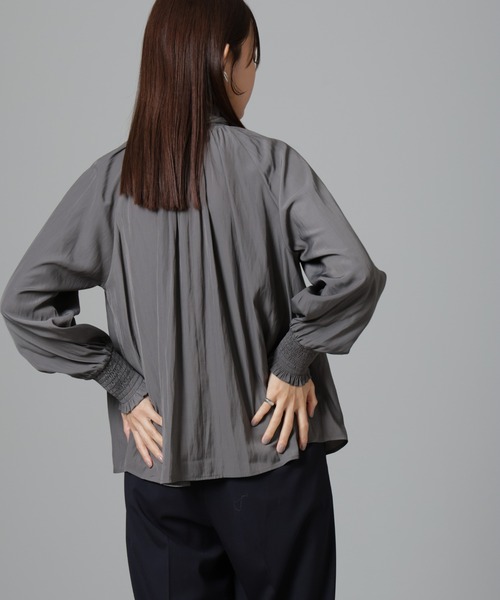 【セール】シャーリングネックボウタイブラウス（シャツ/ブラウス）｜nano･universe（ナノユニバース）