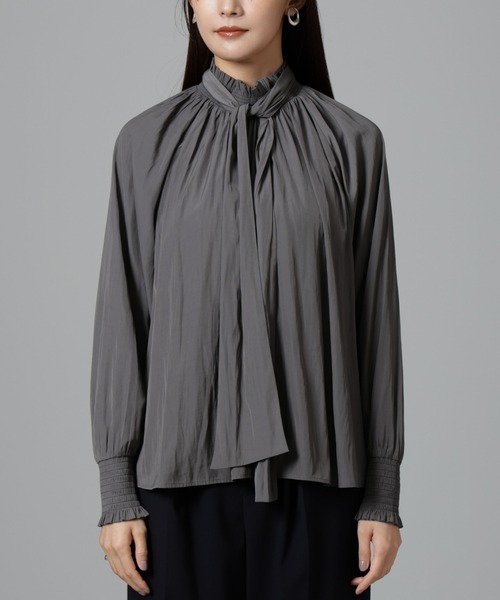 【セール】シャーリングネックボウタイブラウス（シャツ/ブラウス）｜nano･universe（ナノユニバース）