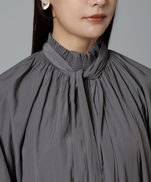 【セール】シャーリングネックボウタイブラウス（シャツ/ブラウス）｜nano･universe（ナノユニバース）