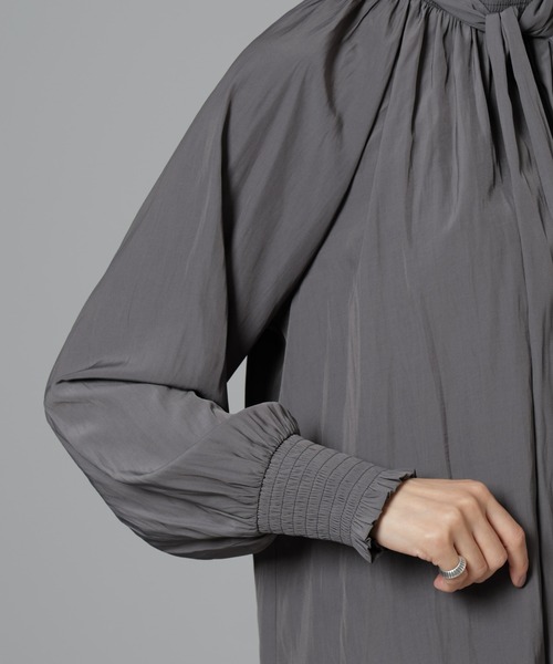 【セール】シャーリングネックボウタイブラウス（シャツ/ブラウス）｜nano･universe（ナノユニバース）