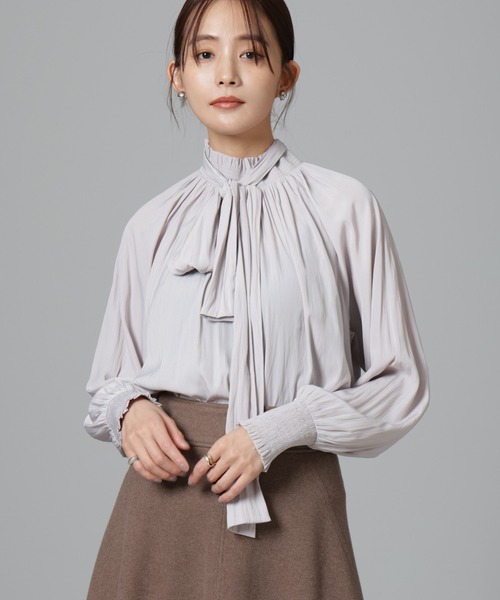 【セール】シャーリングネックボウタイブラウス（シャツ/ブラウス）｜nano･universe（ナノユニバース）