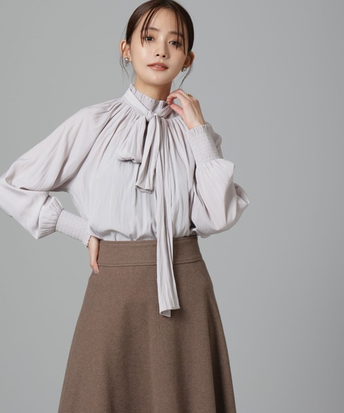 【セール】シャーリングネックボウタイブラウス（シャツ/ブラウス）｜nano･universe（ナノユニバース）