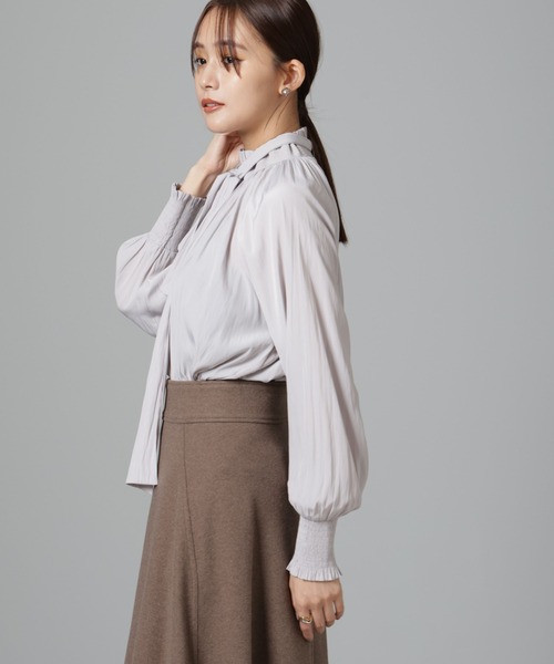 【セール】シャーリングネックボウタイブラウス（シャツ/ブラウス）｜nano･universe（ナノユニバース）