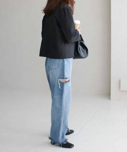 Social GIRL（ソーシャルガール）の「クロップドジャケット（テーラードジャケット・レディース・チャコール/ブラック・M）」の13枚目の写真