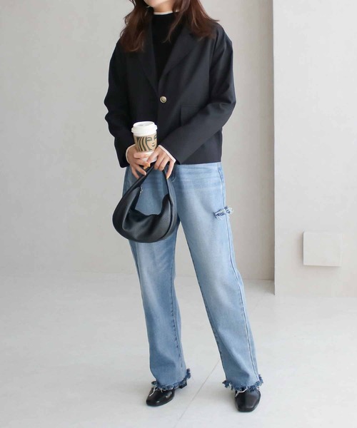 Social GIRL（ソーシャルガール）の「クロップドジャケット（テーラードジャケット・レディース・チャコール/ブラック・M）」の11枚目の写真