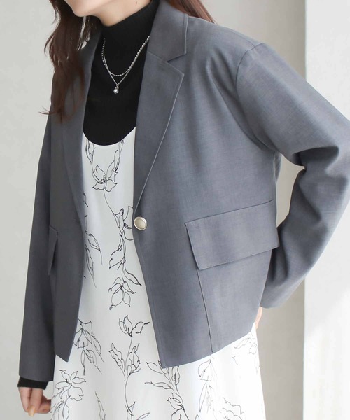 Social GIRL（ソーシャルガール）の「クロップドジャケット（テーラードジャケット・レディース・チャコール/ブラック・M）」の20枚目の写真