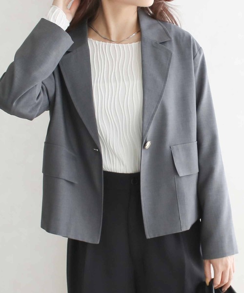 Social GIRL（ソーシャルガール）の「クロップドジャケット（テーラードジャケット・レディース・チャコール/ブラック・M）」の15枚目の写真