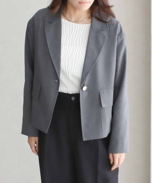 Social GIRL（ソーシャルガール）の「クロップドジャケット（テーラードジャケット・レディース・チャコール/ブラック・M）」の17枚目の写真