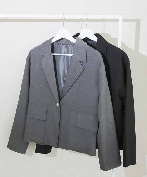 Social GIRL（ソーシャルガール）の「クロップドジャケット（テーラードジャケット・レディース・チャコール/ブラック・M）」の21枚目の写真