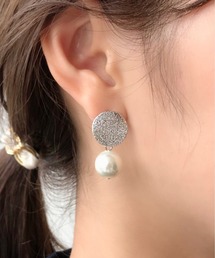 グリッタープレート × パールピアス  (両耳用)