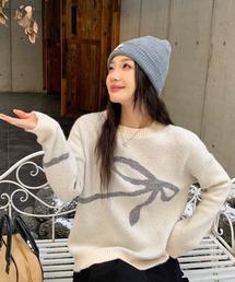オーバーサイズ」に該当するレディースのニット/セーター（リボン