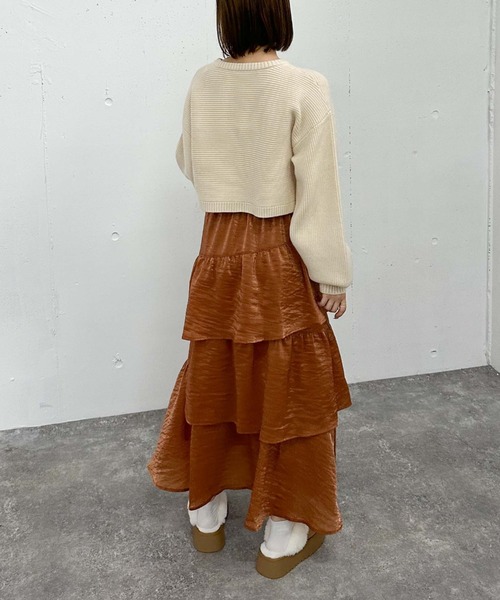 archives（アルシーヴ）の「グロッシーランダムティアードスカート（スカート・レディース・ベージュ/ブラック/アイボリー/オレンジ・MEDIUM）」の9枚目の写真