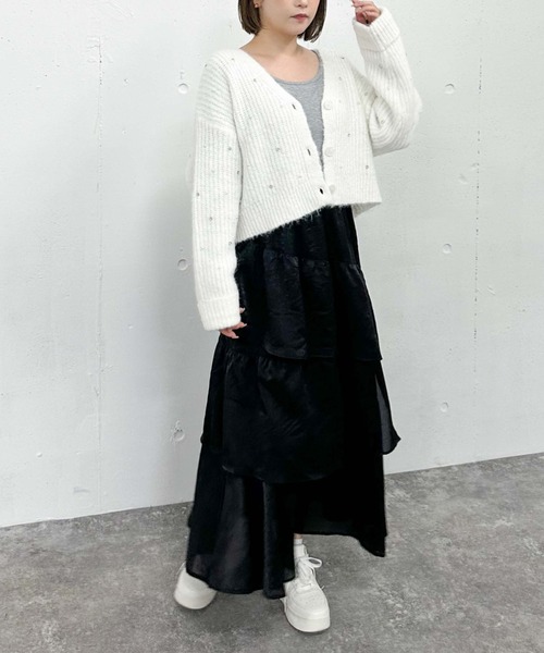 archives（アルシーヴ）の「グロッシーランダムティアードスカート（スカート・レディース・ベージュ/ブラック/アイボリー/オレンジ・MEDIUM）」の16枚目の写真