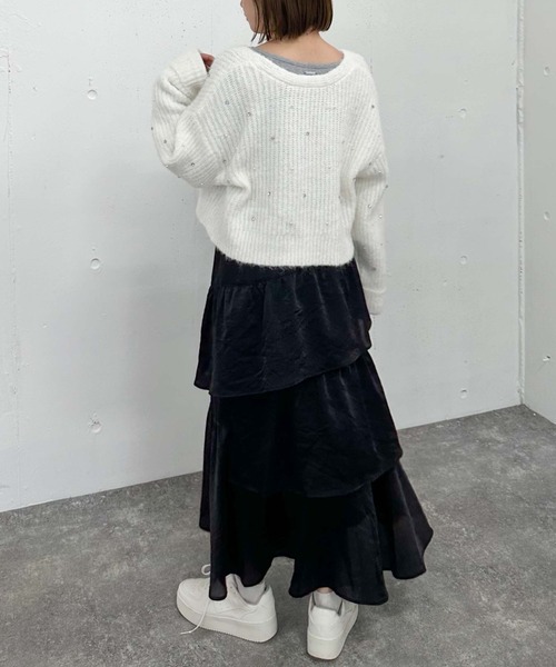 archives（アルシーヴ）の「グロッシーランダムティアードスカート（スカート・レディース・ベージュ/ブラック/アイボリー/オレンジ・MEDIUM）」の17枚目の写真