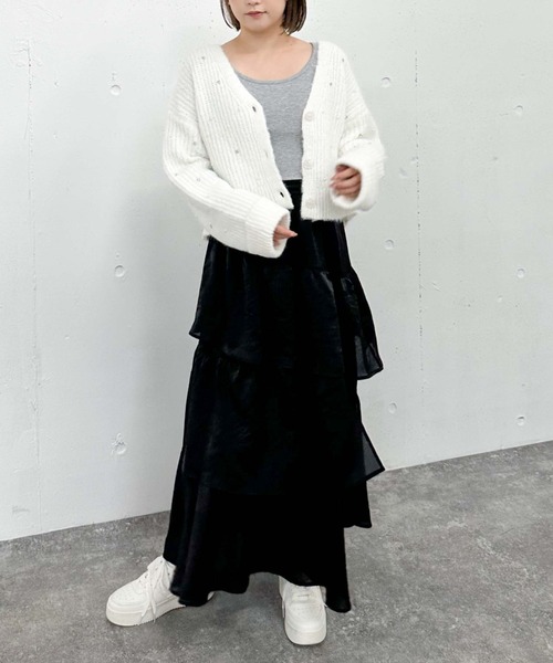 archives（アルシーヴ）の「グロッシーランダムティアードスカート（スカート・レディース・ベージュ/ブラック/アイボリー/オレンジ・MEDIUM）」の18枚目の写真