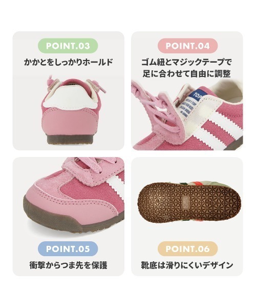 TOPSTAR（トップスター）の「KIDS TOPSTAR ゴム紐U型マジックテープスニーカー（スニーカー・キッズ・ブルー/ブラウン/グリーン/ピンク・24inch/26inch/27inch/28inch/29inch/30inch/31inch）」の12枚目の写真