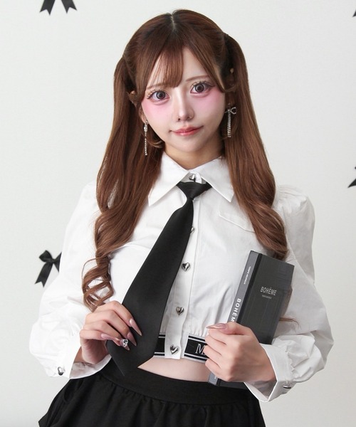 DearMyLoveMillor(ディアマイラブミラー)の「ロゴバンテージネクタイシャツ(シャツ/ブラウス・レディース・ブラック/ホワイト・3L/LL/LARGE/MEDIUM)」の11枚目の写真