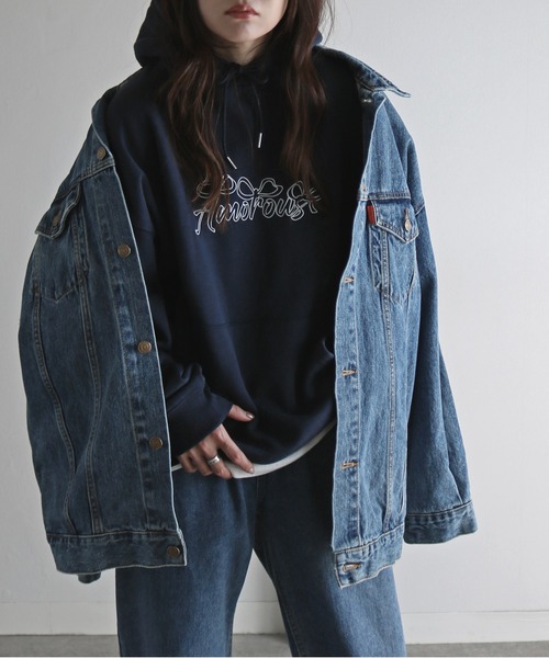 COURO（コウロ）の「リボンアート/ハートアート文字刺繍プルオーバーパーカー（パーカー・レディース・グレー/チャコールグレー/グレー系/ネイビー系/ブラック/ホワイト系/アイボリー/ホワイト/オートミール/ネイビー/チャコール/ブラック系・M/L）」の11枚目の写真