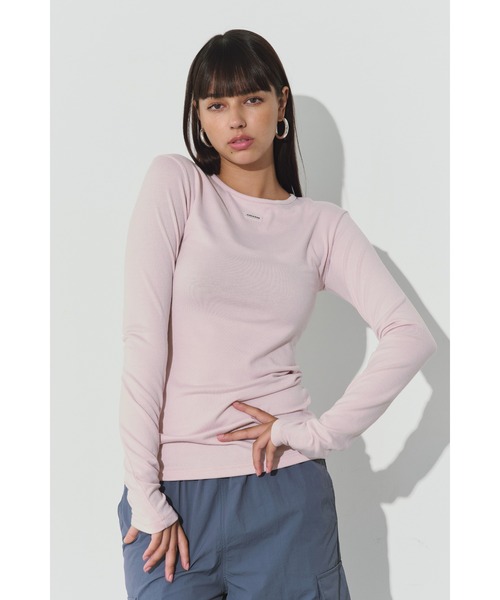 ALEXIA STAM（アリシアスタン）の「Wellness Long Sleeve Tee /ロングスリーブT（Tシャツ/カットソー・レディース・チャコールグレー/ホワイト/ピンク・FREE）」の3枚目の写真